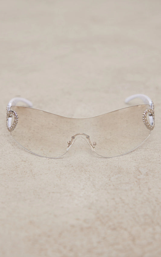 Myra Jay Clear Heart 90s Visor Sunglasses