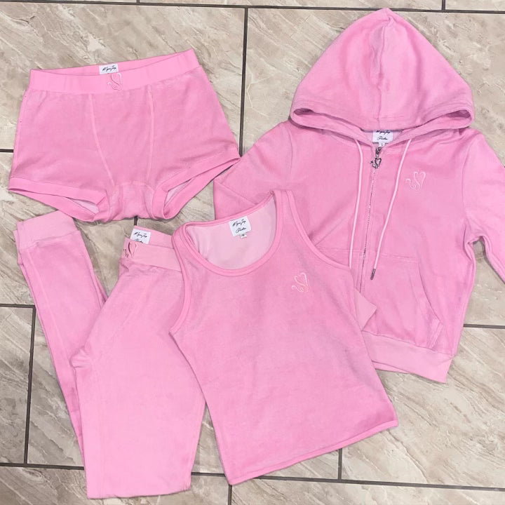 Myra Jay Cotton Pink Zip Logo Hoodie